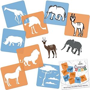 Nakleo Pochoirs de Dessin pour Enfants 8 Pcs 15x15cm Animaux de Savane, Plastique et Réutilisable Créatif Modèles pour Peinture, DIY Bricolage Décoration Arts et Artisanat, Papier Mur Bois Tissu - Publicité Nakleo Pochoirs de Dessin pour Enfants 8 Pcs 15x15cm Animaux de Savane, Plastique et Réutilisable Créatif Modèles pour Peinture, DIY Bricolage Décoration Arts et Artisanat, Papier Mur Bois Tissu - Publicité