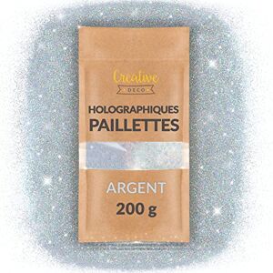 Creative 200g Paillette Holographique Argent pour Peinture, Resine Epoxy et Vernis à Ongles Fin 0,2mm Poudre d'Artisanat Glitter d'Extérieur et d'Intérieur - Publicité Creative 200g Paillette Holographique Argent pour Peinture, Resine Epoxy et Vernis à Ongles Fin 0,2mm Poudre d'Artisanat Glitter d'Extérieur et d'Intérieur - Publicité