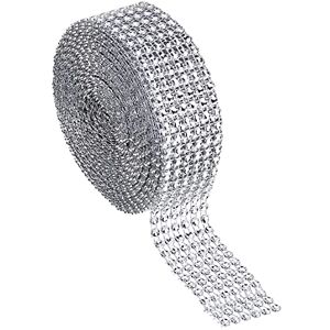 Deolven Strass 6 Rangées 9m Acrylique Diamant Ruban à Coudre, Creux Rhinestone Décoratif pour Anniversaire, Mariage, Gâteaux, Artisanat Argent - Publicité Deolven Strass 6 Rangées 9m Acrylique Diamant Ruban à Coudre, Creux Rhinestone Décoratif pour Anniversaire, Mariage, Gâteaux, Artisanat Argent - Publicité