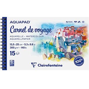Clairefontaine 975957C Carnet de Voyage Spiralé Aquapad 15 Feuilles Papier Aquarelle Blanc Grain Moyen Fin 13,5x25 cm 300g Idéal pour les Artistes Globe-trotteurs - Publicité Clairefontaine 975957C Carnet de Voyage Spiralé Aquapad 15 Feuilles Papier Aquarelle Blanc Grain Moyen Fin 13,5x25 cm 300g Idéal pour les Artistes Globe-trotteurs - Publicité