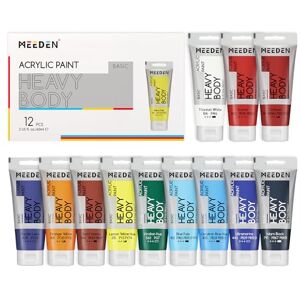 MEEDEN Peinture Acrylique Kit de 12 Couleurs 60ml (2 oz) pour Adultes Peinture Acrylique Basique pour Verre Pierre Porcelaine - Publicité MEEDEN Peinture Acrylique Kit de 12 Couleurs 60ml (2 oz) pour Adultes Peinture Acrylique Basique pour Verre Pierre Porcelaine - Publicité