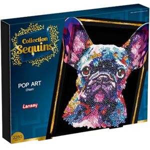 Lansay COLLECTION SEQUINS Pop Art Chien Créez un Tableau Étincelant en Sequins d'un Chien Compartiment de Rangement Inclus Activité Créative pour Adultes et Adolescents Dès 14 Ans - Publicité Lansay COLLECTION SEQUINS Pop Art Chien Créez un Tableau Étincelant en Sequins d'un Chien Compartiment de Rangement Inclus Activité Créative pour Adultes et Adolescents Dès 14 Ans - Publicité