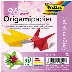 Folia 9100 Lot de 96 Feuilles à Plier Origami 10 x 10 cm, 80 g/m², Assorties en 12 Couleurs différentes – Idéal pour Le Pliage du Papier et pour d'autres travaux créatifs - Publicité Folia 9100 Lot de 96 Feuilles à Plier Origami 10 x 10 cm, 80 g/m², Assorties en 12 Couleurs différentes – Idéal pour Le Pliage du Papier et pour d'autres travaux créatifs - Publicité