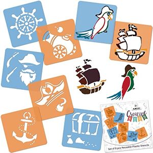 Nakleo Pochoirs de Dessin pour Enfants 8 Pcs 15x15cm Pirates, Plastique et Réutilisable Créatif Modèles pour Peinture, DIY Bricolage Décoration Arts et Artisanat, Papier Mur Bois Tissu - Publicité Nakleo Pochoirs de Dessin pour Enfants 8 Pcs 15x15cm Pirates, Plastique et Réutilisable Créatif Modèles pour Peinture, DIY Bricolage Décoration Arts et Artisanat, Papier Mur Bois Tissu - Publicité