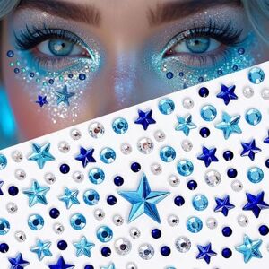 VOOSFSIE Lot de 6 feuilles de pierres à paillettes Motif visage et étoiles Bleu Pierres strass autocollantes Bricolage Autocollants Pour Fête, Carnaval, Festival - Publicité VOOSFSIE Lot de 6 feuilles de pierres à paillettes Motif visage et étoiles Bleu Pierres strass autocollantes Bricolage Autocollants Pour Fête, Carnaval, Festival - Publicité