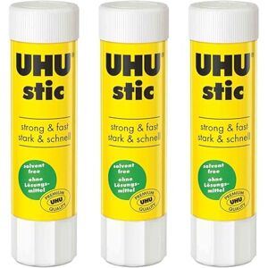 UHU Lot de 3 bâtons de colle, sans solvants, 8,2 g, avec capuchon - Publicité UHU Lot de 3 bâtons de colle, sans solvants, 8,2 g, avec capuchon - Publicité