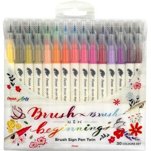 Pentel SESW30C-30 Lot de 30 feutres à encre à base d'eau avec deux pointes flexibles 30 couleurs assorties - Publicité Pentel SESW30C-30 Lot de 30 feutres à encre à base d'eau avec deux pointes flexibles 30 couleurs assorties - Publicité