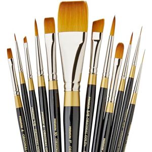 KINGART Lot de 12 pinceaux à Manche en Bois doré - Publicité KINGART Lot de 12 pinceaux à Manche en Bois doré - Publicité