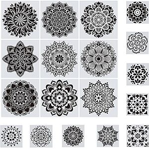 Woohome 18 PCS Réutilisables Pochoir Mandala de Peinture, 30 x 30CM, 15 x 15CM Motif Mandala Découpe Laser pour Cartes Scrapbooking Décoration Murale, Pierre en Pierre - Publicité Woohome 18 PCS Réutilisables Pochoir Mandala de Peinture, 30 x 30CM, 15 x 15CM Motif Mandala Découpe Laser pour Cartes Scrapbooking Décoration Murale, Pierre en Pierre - Publicité