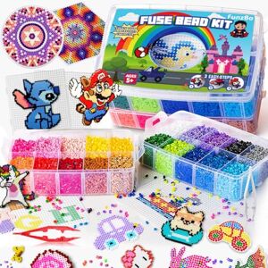 FunzBo Kit de 23 000 perles fusibles de 5 mm – 22 couleurs   106 motifs, décorations d'art et d'artisanat, jouets d'artisanat pour enfants, adolescents et adultes, cadeaux pour filles et garçons à - Publicité