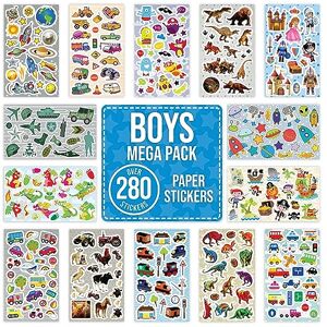 Fun Stickers Autocollants pour garçons et enfants pour scrapbooking, travaux manuels, décoration – Plus de 280 autocollants en papier – 14 motifs – Remplissage de sacs de fête pour enfants, récompenses pour - Publicité Fun Stickers Autocollants pour garçons et enfants pour scrapbooking, travaux manuels, décoration – Plus de 280 autocollants en papier – 14 motifs – Remplissage de sacs de fête pour enfants, récompenses pour - Publicité