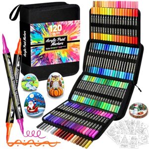 UQYMY 120 Couleurs Feutre Acrylique, Acrylic Paint Marker Double Pointe (Fines et Pinceau), Coloriage Stylo Marqueur Acrylique pour Papier, Verre, Galet, Métal, Plastique, Textile, Céramique, Adultes - Publicité UQYMY 120 Couleurs Feutre Acrylique, Acrylic Paint Marker Double Pointe (Fines et Pinceau), Coloriage Stylo Marqueur Acrylique pour Papier, Verre, Galet, Métal, Plastique, Textile, Céramique, Adultes - Publicité
