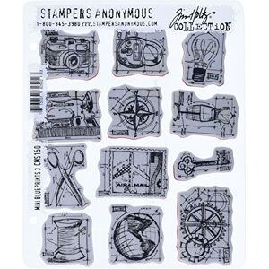 Tim Holtz Mini Blueprints 3 Tampon en Caoutchouc - Tampon en Caoutchouc - Publicité Tim Holtz Mini Blueprints 3 Tampon en Caoutchouc - Tampon en Caoutchouc - Publicité