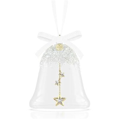 Swarovski Décoration Annuelle 2025, Cloche en Verre, étoiles à l'intérieur à 109 facettes, avec Finition Champagne Ton doré, Suspendue à Un Ruban en Gros-Grain Blanc, gravée 2025 - Publicité Swarovski Décoration Annuelle 2025, Cloche en Verre, étoiles à l'intérieur à 109 facettes, avec Finition Champagne Ton doré, Suspendue à Un Ruban en Gros-Grain Blanc, gravée 2025 - Publicité