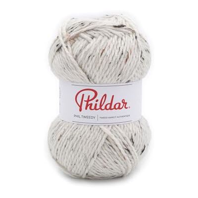 Phildar Pelote de Laine Phil Tweedy Laine à Crocheter et à Tricoter 20% LAINE,3% VISCOSE,77% ACRYLIQUE Aiguille n°6 Couleur BLANC - Publicité Phildar Pelote de Laine Phil Tweedy Laine à Crocheter et à Tricoter 20% LAINE,3% VISCOSE,77% ACRYLIQUE Aiguille n°6 Couleur BLANC - Publicité