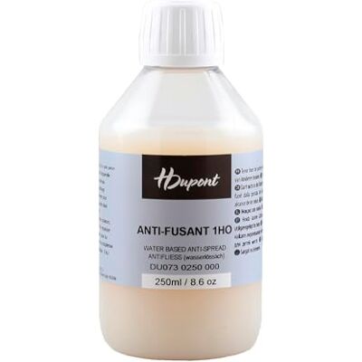 H Dupont DU0730250000C Un Anti-fusant 1HO à base d'eau Flacon 250 ml Stoppe la diffusion de peinture sur la soie Sans Solvant - Publicité H Dupont DU0730250000C Un Anti-fusant 1HO à base d'eau Flacon 250 ml Stoppe la diffusion de peinture sur la soie Sans Solvant - Publicité