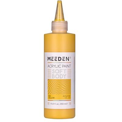 MEEDEN Peinture Acrylique Jaune Moyen: 250ml/8.45oz Peinture Acrylique Pouring en Vrac dans un Flacon Compressible Peintures Liquide pour Adultes Artistes Canvas Art Painting - Publicité MEEDEN Peinture Acrylique Jaune Moyen: 250ml/8.45oz Peinture Acrylique Pouring en Vrac dans un Flacon Compressible Peintures Liquide pour Adultes Artistes Canvas Art Painting - Publicité