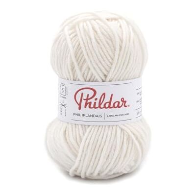 Phildar Pelote de Laine Phil Irlandais Laine à Crocheter et à Tricoter 51% LAINE,49% ACRYLIQUE Aiguille n°5 Couleur BLANC - Publicité Phildar Pelote de Laine Phil Irlandais Laine à Crocheter et à Tricoter 51% LAINE,49% ACRYLIQUE Aiguille n°5 Couleur BLANC - Publicité