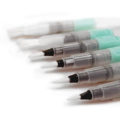 Craftelier Lot de 6 pinceaux (3 à Pointe Fine et 3 à Pointe Large) avec réservoir d'eau ou Waterbrush pour aquarelles, Calligraphie, Lettrage et Autres travaux manuels - Publicité Craftelier Lot de 6 pinceaux (3 à Pointe Fine et 3 à Pointe Large) avec réservoir d'eau ou Waterbrush pour aquarelles, Calligraphie, Lettrage et Autres travaux manuels - Publicité