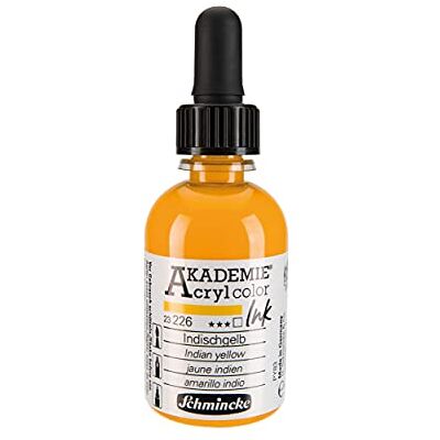 Schmincke AKADEMIE® Acryl color INK, jaune indien, 50 ml, 23 226 024, encre acrylique pigmentée pour la peinture, l'écriture, l'aérographie. Publicité Schmincke AKADEMIE® Acryl color INK, jaune indien, 50 ml, 23 226 024, encre acrylique pigmentée pour la peinture, l'écriture, l'aérographie. Publicité
