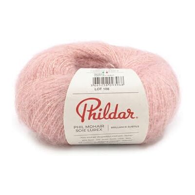 Phildar Pelote de Laine Phil Mohair Soie Lurex Laine à Crocheter et à Tricoter 14% SOIE,4% POLYAMIDE,78% KID MOHAIR,4% POLYESTER METALLISE Aiguille n°5 Couleur ROSE - Publicité Phildar Pelote de Laine Phil Mohair Soie Lurex Laine à Crocheter et à Tricoter 14% SOIE,4% POLYAMIDE,78% KID MOHAIR,4% POLYESTER METALLISE Aiguille n°5 Couleur ROSE - Publicité