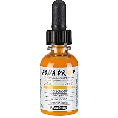 Schmincke AQUA DROP, aquarelle liquide à base de pigments, jaune indien en flacon pipette de 30 ml, 24400034, pour la peinture aquarelle, la calligraphie, le lettrage à la main, l'aérographie - Publicité Schmincke AQUA DROP, aquarelle liquide à base de pigments, jaune indien en flacon pipette de 30 ml, 24400034, pour la peinture aquarelle, la calligraphie, le lettrage à la main, l'aérographie - Publicité