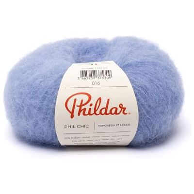 Phildar Pelote de Laine Phil Chic Laine à Crocheter et à Tricoter 32% LAINE,16% POLYAMIDE,2% ELASTHANNE,50% KID MOHAIR Aiguille n°6 Couleur BLEU - Publicité Phildar Pelote de Laine Phil Chic Laine à Crocheter et à Tricoter 32% LAINE,16% POLYAMIDE,2% ELASTHANNE,50% KID MOHAIR Aiguille n°6 Couleur BLEU - Publicité