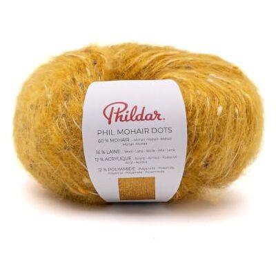 Phildar Pelote de Laine Phil Mohair Dots Laine à Crocheter et à Tricoter 16% LAINE,60% MOHAIR,12% ACRYLIQUE,12% POLYAMIDE Aiguille n°6 Couleur JAUNE - Publicité Phildar Pelote de Laine Phil Mohair Dots Laine à Crocheter et à Tricoter 16% LAINE,60% MOHAIR,12% ACRYLIQUE,12% POLYAMIDE Aiguille n°6 Couleur JAUNE - Publicité