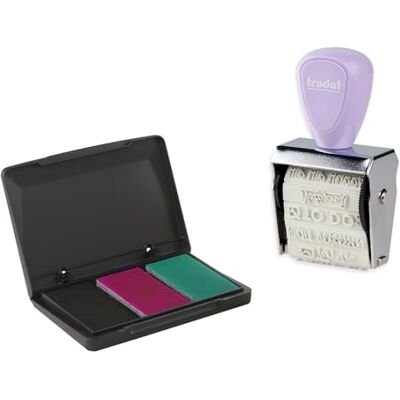 Trodat Creative Lot de mini tampons Bullet Journal pour création créative – 12 impressions allemandes, tampons créatifs en violet pastel avec encreur en rose, noir, vert, 30 x 5 mm - Publicité Trodat Creative Lot de mini tampons Bullet Journal pour création créative – 12 impressions allemandes, tampons créatifs en violet pastel avec encreur en rose, noir, vert, 30 x 5 mm - Publicité