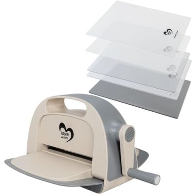 ideen mit herz Machine de découpe et gaufrage pour papier DIN A4 Avec 5 plaques en plastique Pour pochoirs de découpe, fabrication de cartes et scrapbooking - Publicité ideen mit herz Machine de découpe et gaufrage pour papier DIN A4 Avec 5 plaques en plastique Pour pochoirs de découpe, fabrication de cartes et scrapbooking - Publicité