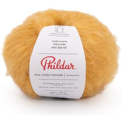 Phildar Pelote de Laine Phil Lovely Mohair Laine à Crocheter et à Tricoter 30% MOHAIR,70% ACRYLIQUE Aiguille n°8 Couleur JAUNE - Publicité Phildar Pelote de Laine Phil Lovely Mohair Laine à Crocheter et à Tricoter 30% MOHAIR,70% ACRYLIQUE Aiguille n°8 Couleur JAUNE - Publicité