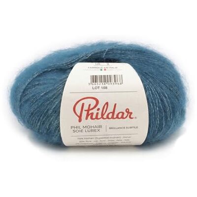Phildar Pelote de Laine Phil Mohair Soie Lurex Laine à Crocheter et à Tricoter 14% SOIE,4% POLYAMIDE,78% KID MOHAIR,4% POLYESTER METALLISE Aiguille n°5 Couleur VERT - Publicité Phildar Pelote de Laine Phil Mohair Soie Lurex Laine à Crocheter et à Tricoter 14% SOIE,4% POLYAMIDE,78% KID MOHAIR,4% POLYESTER METALLISE Aiguille n°5 Couleur VERT - Publicité