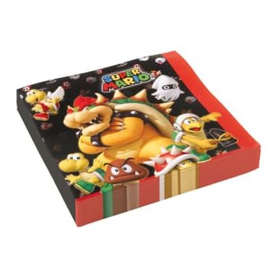 amscan - Lot de 20 Serviettes Mario Bros, 9901538, Coloré, Talla única - Publicité amscan - Lot de 20 Serviettes Mario Bros, 9901538, Coloré, Talla única - Publicité