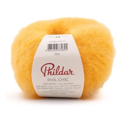 Phildar Pelote de Laine Phil Chic Laine à Crocheter et à Tricoter 32% LAINE,16% POLYAMIDE,2% ELASTHANNE,50% KID MOHAIR Aiguille n°6 Couleur ORANGE - Publicité Phildar Pelote de Laine Phil Chic Laine à Crocheter et à Tricoter 32% LAINE,16% POLYAMIDE,2% ELASTHANNE,50% KID MOHAIR Aiguille n°6 Couleur ORANGE - Publicité