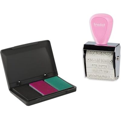 Trodat Creative Lot de mini tampons créatifs Messages mignons pour une création créative 12 impressions allemandes Tampon créatif en rose pastel avec encreur en rose, noir, vert 30 x 5 mm - Publicité Trodat Creative Lot de mini tampons créatifs Messages mignons pour une création créative 12 impressions allemandes Tampon créatif en rose pastel avec encreur en rose, noir, vert 30 x 5 mm - Publicité