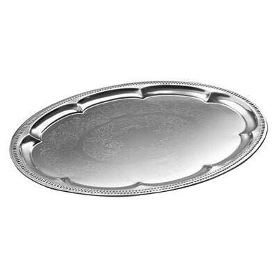 Assiette de fête APS - Ovale 46x34cm - Nickel et Chrome - Insert décoratif - Publicité Assiette de fête APS - Ovale 46x34cm - Nickel et Chrome - Insert décoratif - Publicité