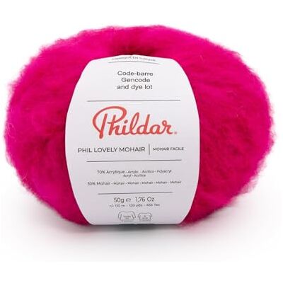 Phildar Pelote de Laine Phil Lovely Mohair Laine à Crocheter et à Tricoter 30% MOHAIR,70% ACRYLIQUE Aiguille n°8 Couleur ROSE - Publicité Phildar Pelote de Laine Phil Lovely Mohair Laine à Crocheter et à Tricoter 30% MOHAIR,70% ACRYLIQUE Aiguille n°8 Couleur ROSE - Publicité