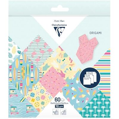 Clairefontaine 95363C Origami 60F 70g 3 Formats, Décors motifs California - Publicité Clairefontaine 95363C Origami 60F 70g 3 Formats, Décors motifs California - Publicité