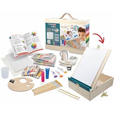 Buki France Professional Studio Atelier Artiste Mallette Peinture Acrylique en Bois avec Chevalet Transformable – Kit Complet avec 18 Tubes de Peinture et Accessoires – Guide Illustré – Dès 7 Ans - Publicité Buki France Professional Studio Atelier Artiste Mallette Peinture Acrylique en Bois avec Chevalet Transformable – Kit Complet avec 18 Tubes de Peinture et Accessoires – Guide Illustré – Dès 7 Ans - Publicité
