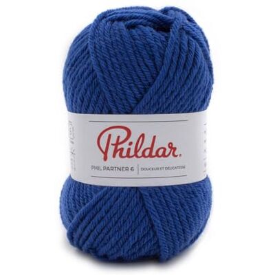 Phildar Pelote de Laine Phil Partner 6 Laine à Crocheter et à Tricoter 25% ACRYLIQUE,50% POLYAMIDE,25% LAINE PEIGNEE Aiguille n°6 Couleur BLEU - Publicité Phildar Pelote de Laine Phil Partner 6 Laine à Crocheter et à Tricoter 25% ACRYLIQUE,50% POLYAMIDE,25% LAINE PEIGNEE Aiguille n°6 Couleur BLEU - Publicité