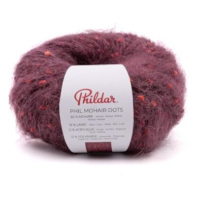 Phildar Pelote de Laine Phil Mohair Dots Laine à Crocheter et à Tricoter 16% LAINE,60% MOHAIR,12% ACRYLIQUE,12% POLYAMIDE Aiguille n°6 Couleur VIOLET - Publicité Phildar Pelote de Laine Phil Mohair Dots Laine à Crocheter et à Tricoter 16% LAINE,60% MOHAIR,12% ACRYLIQUE,12% POLYAMIDE Aiguille n°6 Couleur VIOLET - Publicité