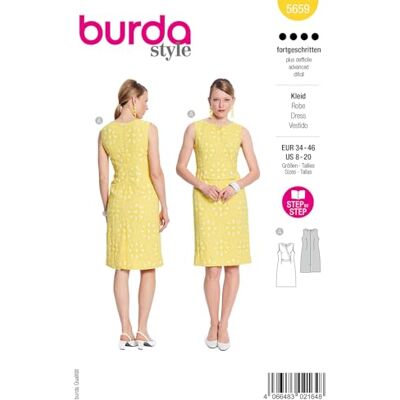 burdastyle Burda style Patron de couture pour femme Robe fourreau #5659 Taille 34-46 Niveau de couture : avancé - Publicité burdastyle Burda style Patron de couture pour femme Robe fourreau #5659 Taille 34-46 Niveau de couture : avancé - Publicité
