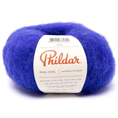 Phildar Pelote de Laine Phil Chic Laine à Crocheter et à Tricoter 32% LAINE,16% POLYAMIDE,2% ELASTHANNE,50% KID MOHAIR Aiguille n°6 Couleur BLEU - Publicité Phildar Pelote de Laine Phil Chic Laine à Crocheter et à Tricoter 32% LAINE,16% POLYAMIDE,2% ELASTHANNE,50% KID MOHAIR Aiguille n°6 Couleur BLEU - Publicité