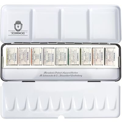 Schmincke Aquarelle HORADAM Boîte en métal rétro Édition spéciale Tons techniques 9 godets entiers historique 74 672 097 Les plus belles peintures aquarelles pour artistes - Publicité Schmincke Aquarelle HORADAM Boîte en métal rétro Édition spéciale Tons techniques 9 godets entiers historique 74 672 097 Les plus belles peintures aquarelles pour artistes - Publicité