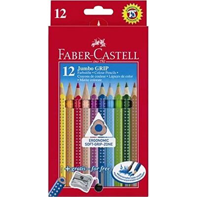 Faber-Castell Crayons de couleur Jumbo Grip avec taille-crayon, couleur de l'encre : 12 pièces assorties (12 pièces), vous recevrez 1 paquet de 12 pièces. Publicité Faber-Castell Crayons de couleur Jumbo Grip avec taille-crayon, couleur de l'encre : 12 pièces assorties (12 pièces), vous recevrez 1 paquet de 12 pièces. Publicité