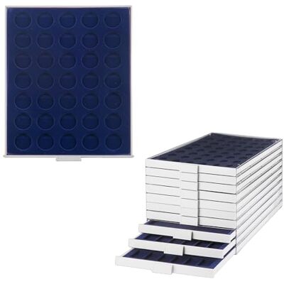 Prophila Collection Prophila Médaillier gris 35 compartiments ronds pour 10/20-€uro ou pièces jusquà 32,5 mm, insert bleu - Publicité Prophila Collection Prophila Médaillier gris 35 compartiments ronds pour 10/20-€uro ou pièces jusquà 32,5 mm, insert bleu - Publicité