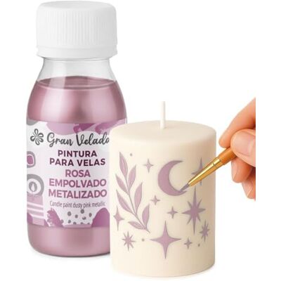 GRAN VELADA Peinture pour bougies rose poudré métallisé 60 ml Facile à utiliser Idéal pour décorer vos bougies Revêtement effet métal pour bougies - Publicité GRAN VELADA Peinture pour bougies rose poudré métallisé 60 ml Facile à utiliser Idéal pour décorer vos bougies Revêtement effet métal pour bougies - Publicité