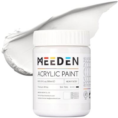 MEEDEN Peinture acrylique blanc titane : 300 ml Heavy Body Peinture acrylique dans un verre – Peinture d'artiste épaisse pour artistes professionnels à peindre sur toile et bois - Publicité MEEDEN Peinture acrylique blanc titane : 300 ml Heavy Body Peinture acrylique dans un verre – Peinture d'artiste épaisse pour artistes professionnels à peindre sur toile et bois - Publicité