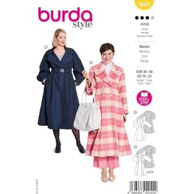 burdastyle Burda style Patron de couture pour manteaux pour femme avec col XL #5683 Taille 36-48 - Publicité burdastyle Burda style Patron de couture pour manteaux pour femme avec col XL #5683 Taille 36-48 - Publicité
