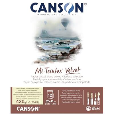 Canson Mi-Teintes Velvet Pad - Blanc Cassé - 430gsm - 12 feuilles - 32 x 41cm - Cahier - Publicité Canson Mi-Teintes Velvet Pad - Blanc Cassé - 430gsm - 12 feuilles - 32 x 41cm - Cahier - Publicité